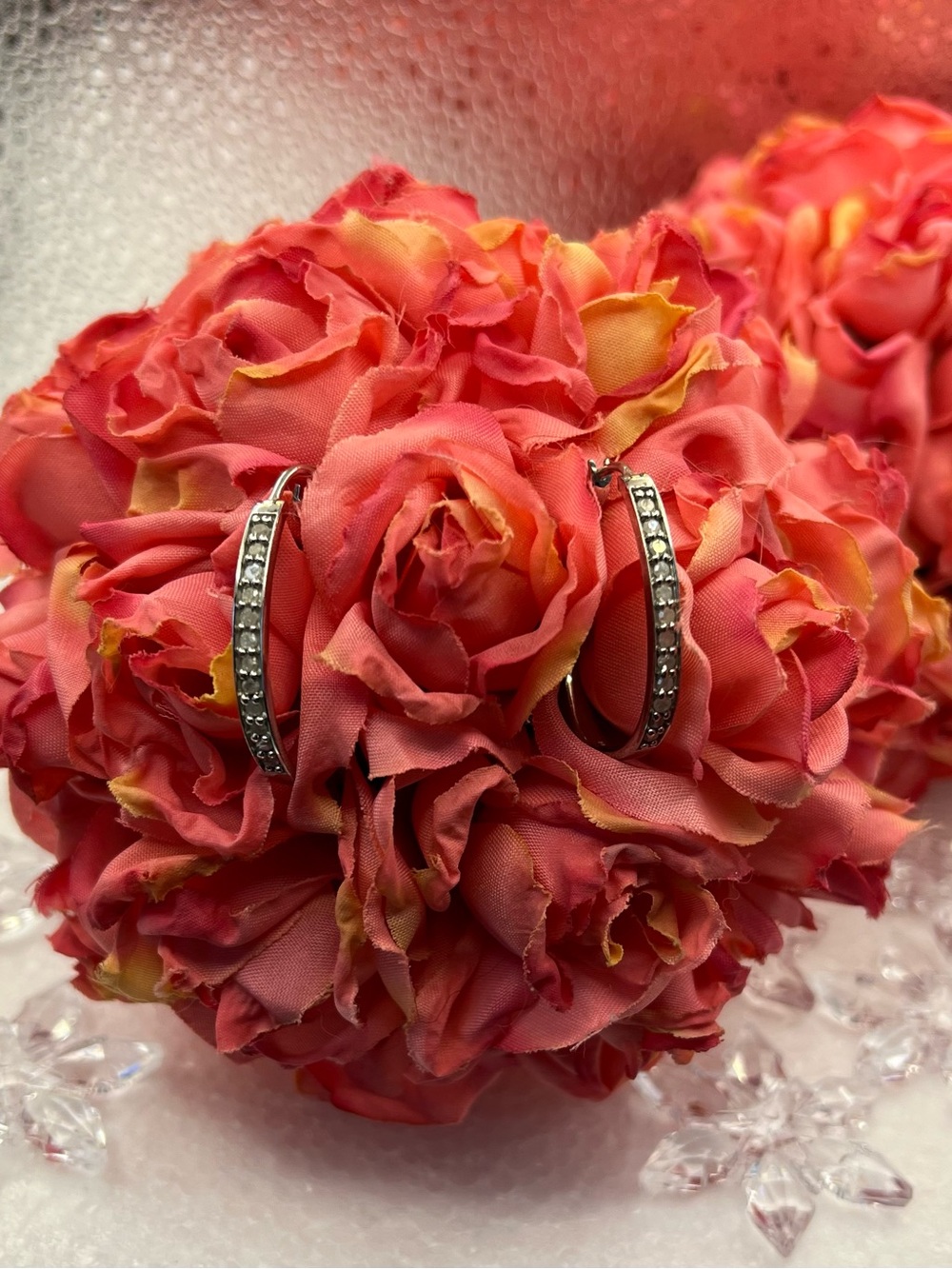 Sterling Silver diamond Hoop Earrings